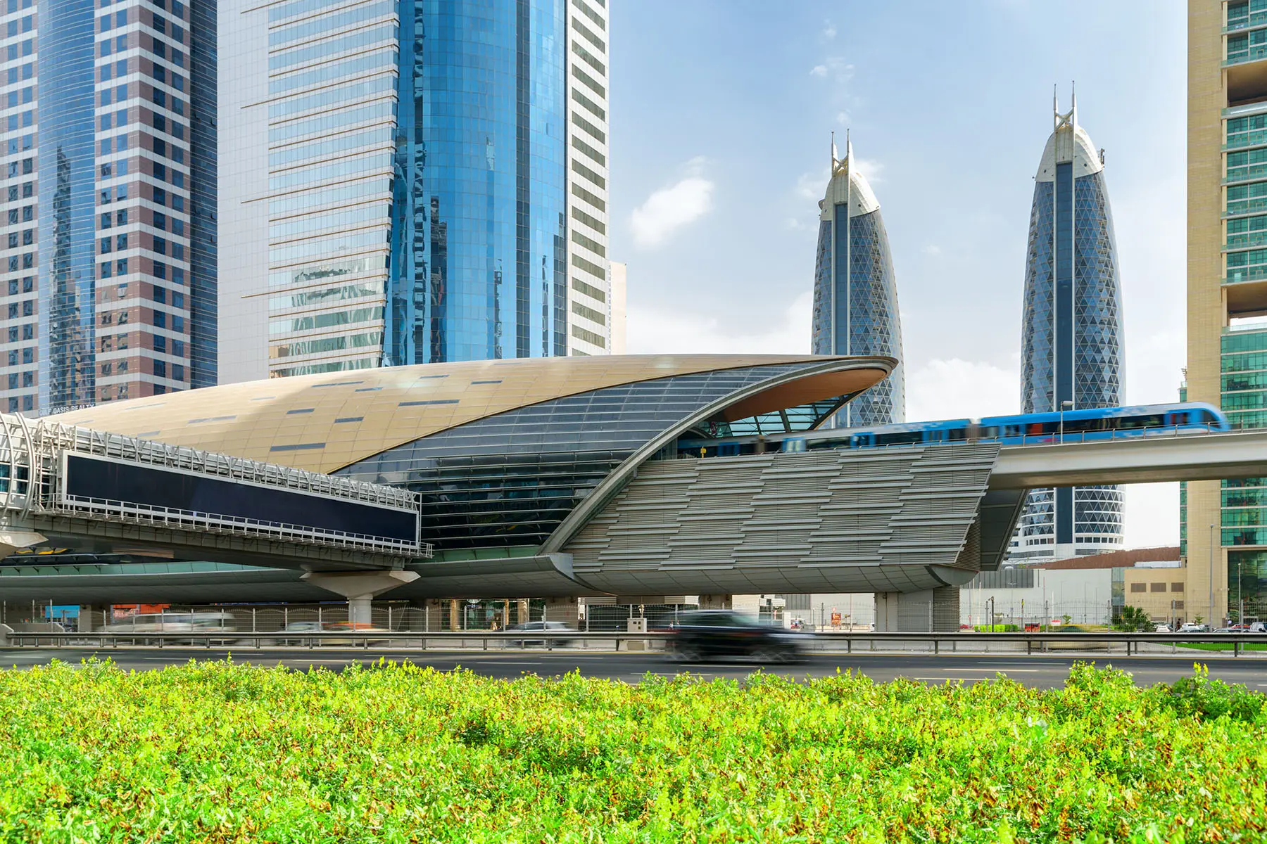 Metro station of the metro in Dubai