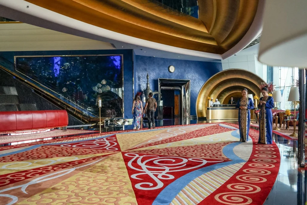 The lobby of the Burj Al Arab hotel in Dubai